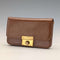British vintage green leather small wallet with coin purse and gold plated decoration