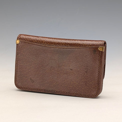 英國復古綠色皮革小號皮革皮夾零皮夾鍍金裝飾