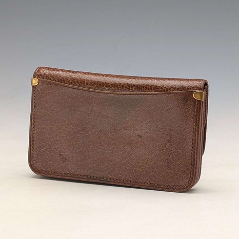 British vintage green leather small wallet with coin purse and gold plated decoration