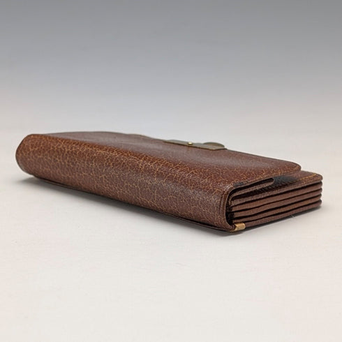 英國復古綠色皮革小號皮革皮夾零皮夾鍍金裝飾