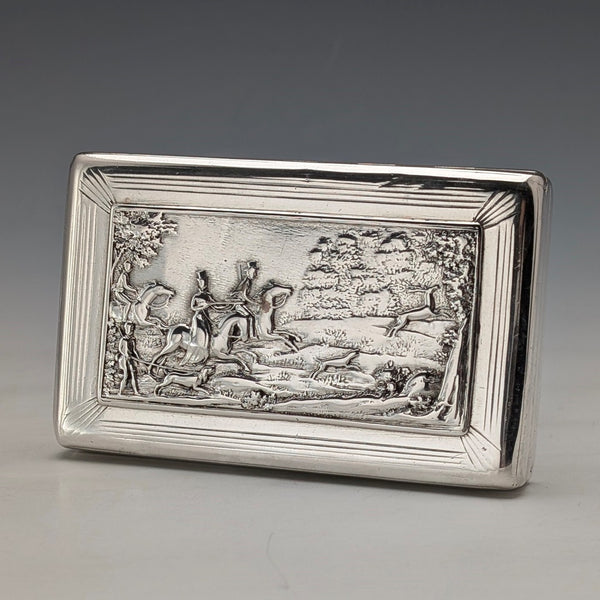 19th century Austrian 812 silver relief decoration square box 103g