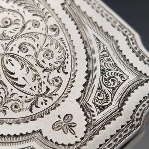 1880年 英国アンティーク 純銀製 カードケース 72g Hilliard & Thomason 極美品