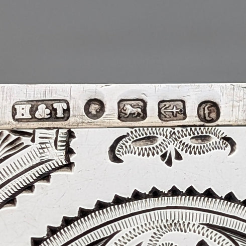 1880年 英国アンティーク 純銀製 カードケース 72g Hilliard & Thomason 極美品