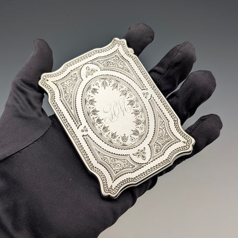 1880年 英国アンティーク 純銀製 カードケース 72g Hilliard & Thomason 極美品