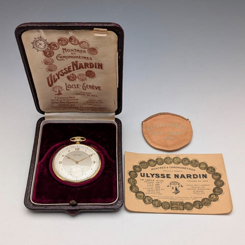 1940年頃 ヴィンテージ ユリス・ナルダン 懐中時計 18金ケース 動作良好 ケース・保証書付