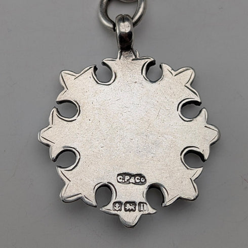 1910年頃 英国アンティーク 純銀製アルバートチェーン 51g 純銀メダルフォブ