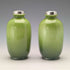1910 British antique ceramic woman painted flower vase pair with pure silver decoration
