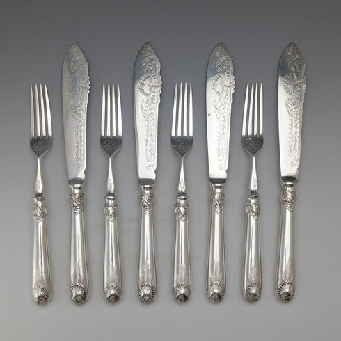 1907 British Antique Silver Plate Cutlery Pair of 4, Walker & Hall