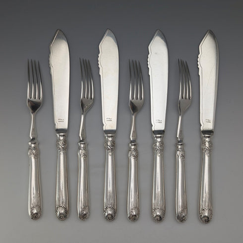 1907 British Antique Silver Plate Cutlery Pair of 4, Walker & Hall