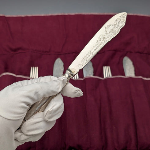 1907 British Antique Silver Plate Cutlery Pair of 4, Walker & Hall