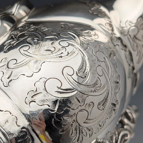 19世紀後半 英国アンティーク シルバープレート製 メロン型ティーポット