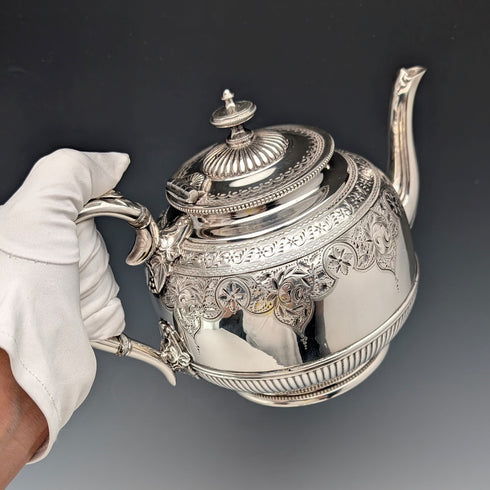 19世紀後半 英国アンティーク シルバープレート製 ティーポット James Dixon&Sons