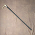 1914 British antique black shaft L-shaped antler handle pure silver decorated walking stick 88cm