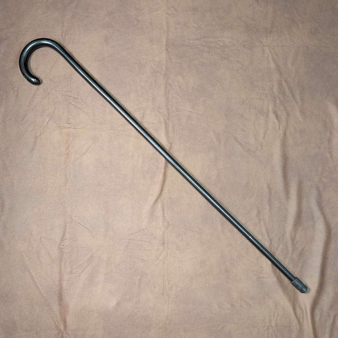 Antique British black shaft curved handle walking stick 90cm