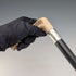 1914 British antique black shaft L-shaped antler handle pure silver decorated walking stick 88cm