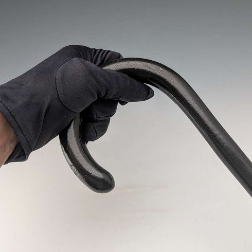 Antique British black shaft curved handle walking stick 90cm