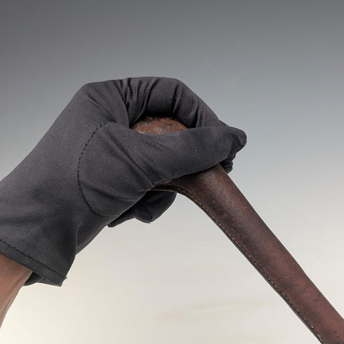 Antique British leather covered brown shaft knob handle walking stick 89cm