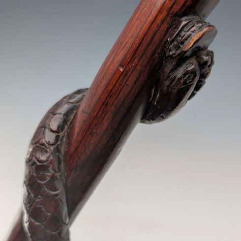 Vintage Snake Decorated Brown Shaft Knob Handle Walking Stick Cane 90cm