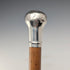 1917 British antique thick tan shaft pure silver round handle walking stick 90cm