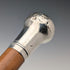 1917 British antique thick tan shaft pure silver round handle walking stick 90cm