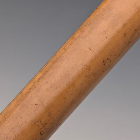 1917 British antique thick tan shaft pure silver round handle walking stick 90cm