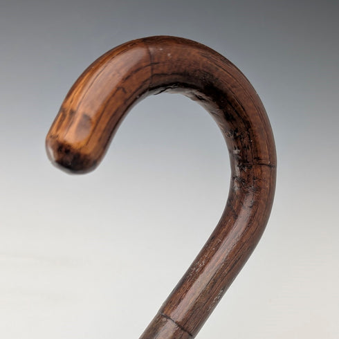 英国アンティーク 紳士用 ブラウンシャフト 曲がりハンドル ステッキ 杖 78cm