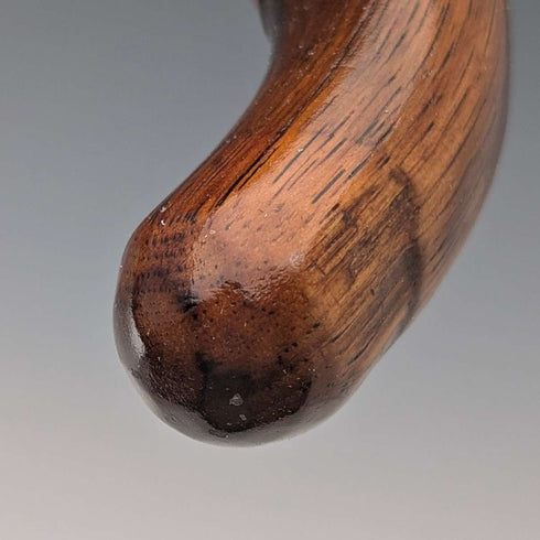 Antique British gentleman's brown shaft curved handle walking stick 78cm