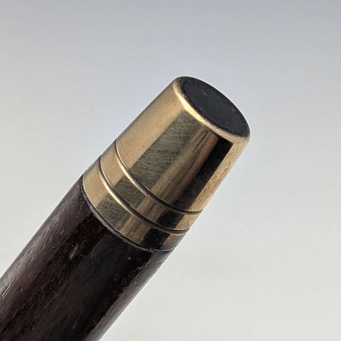 Antique British gentleman's brown shaft curved handle walking stick 78cm
