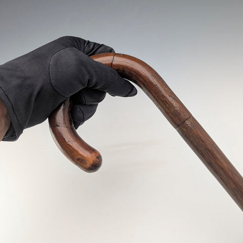 英国アンティーク 紳士用 ブラウンシャフト 曲がりハンドル ステッキ 杖 78cm