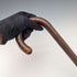 Antique British gentleman's brown shaft curved handle walking stick 78cm