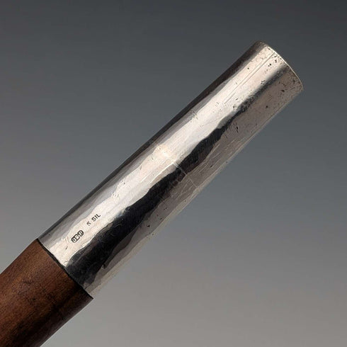 ヴィンテージ 極太タンシャフト 純銀丸ハンドル ステッキ 杖 86cm