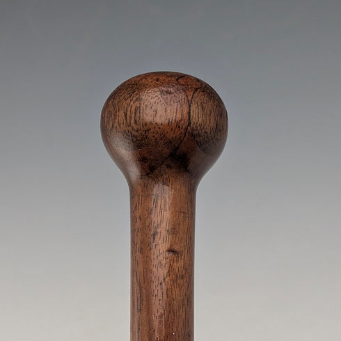 Antique British brown and tan shaft round handle walking stick 77cm