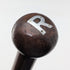 Antique British brown and tan shaft round handle walking stick 77cm