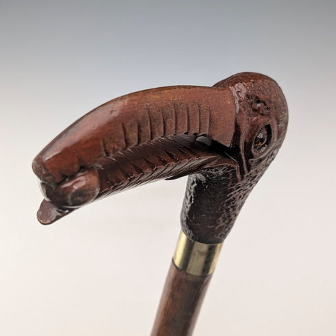 British vintage natural brown shaft bird head handle walking stick 89cm