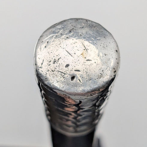 米国アンティーク ブラックシャフト クロコダイル調純銀装飾ハンドル ステッキ 杖 80cm