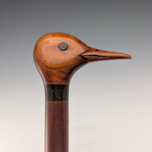 British vintage thick brown shaft duck head handle walking stick 103cm