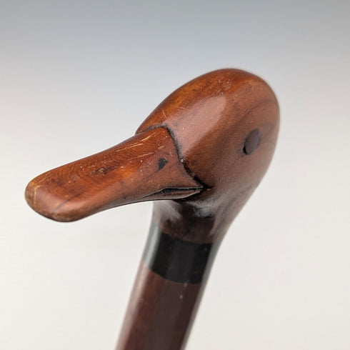 British vintage thick brown shaft duck head handle walking stick 103cm