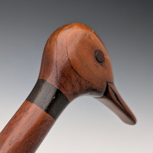 British vintage thick brown shaft duck head handle walking stick 103cm