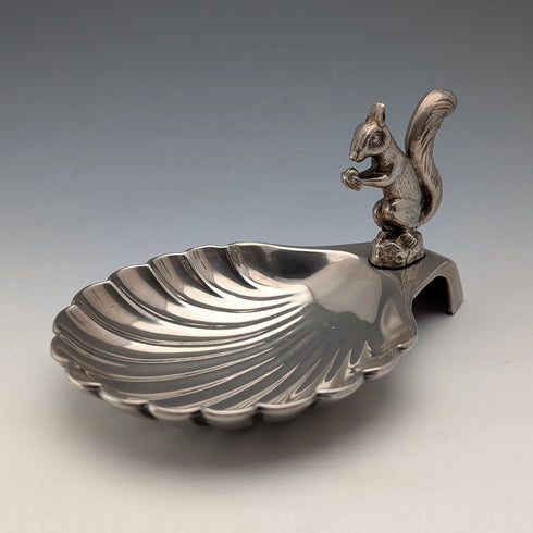 英國復古鍍銀松鼠裝飾貝殼堅果盤