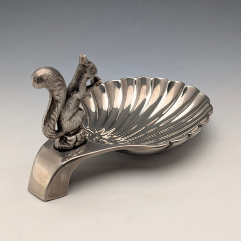 英國復古鍍銀松鼠裝飾貝殼堅果盤