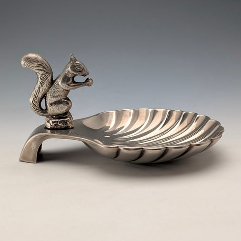 英國復古鍍銀松鼠裝飾貝殼堅果盤