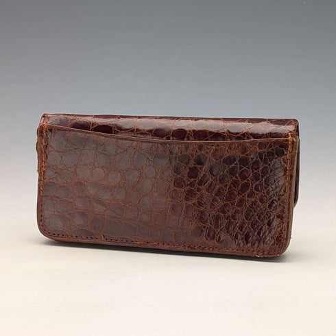 1907 British antique sterling silver decorated small leather wallet and coin purse Boots Pure Drug Company