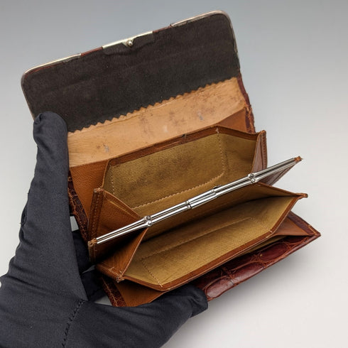 1907 年英國古董純銀裝飾小皮錢包零錢包靴子 Pure Drug Company