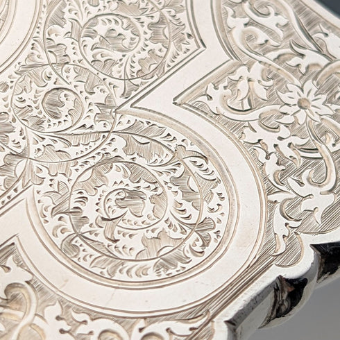 1873 British antique sterling silver card case, 91g, Colen Hewer, Cheshire