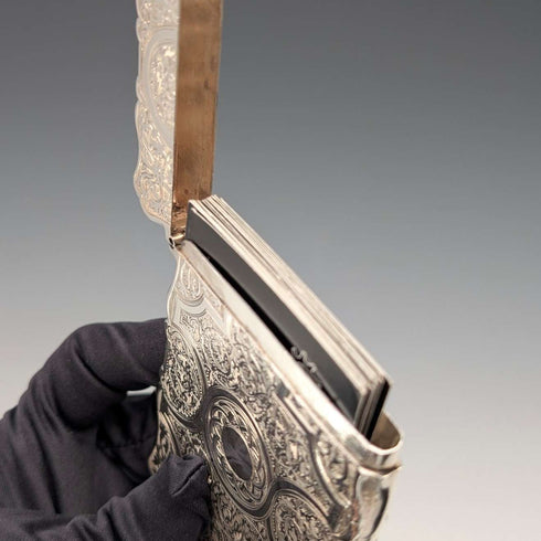 1873年 英国アンティーク 純銀製 カードケース 91g Colen Hewer Cheshire