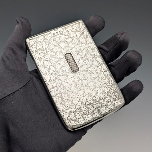 1897 British antique sterling silver sliding card case 80g HENRY WILLIAMSON