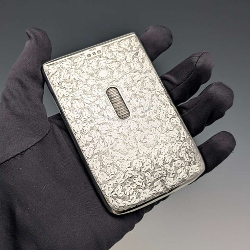 1897 British antique sterling silver sliding card case 80g HENRY WILLIAMSON