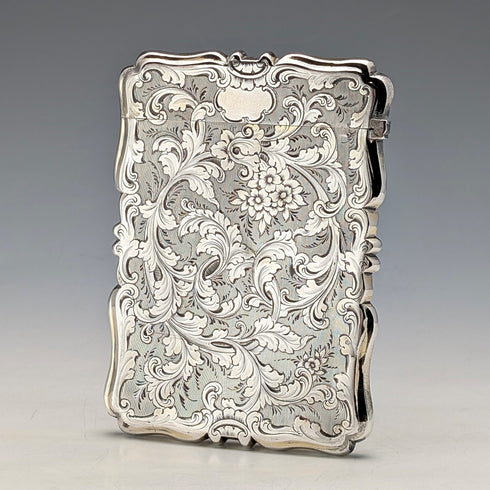 1856 British antique sterling silver card case 66g Frederick Marson