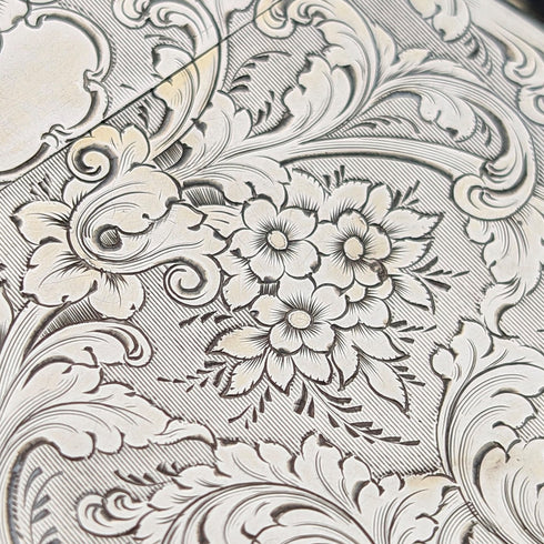 1856 British antique sterling silver card case 66g Frederick Marson