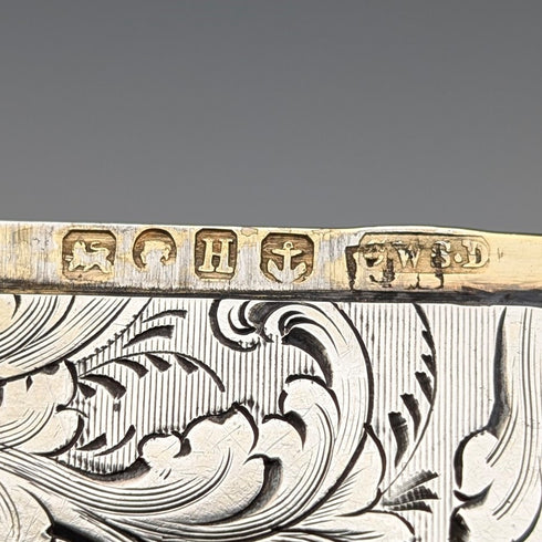 1856 British antique sterling silver card case 66g Frederick Marson